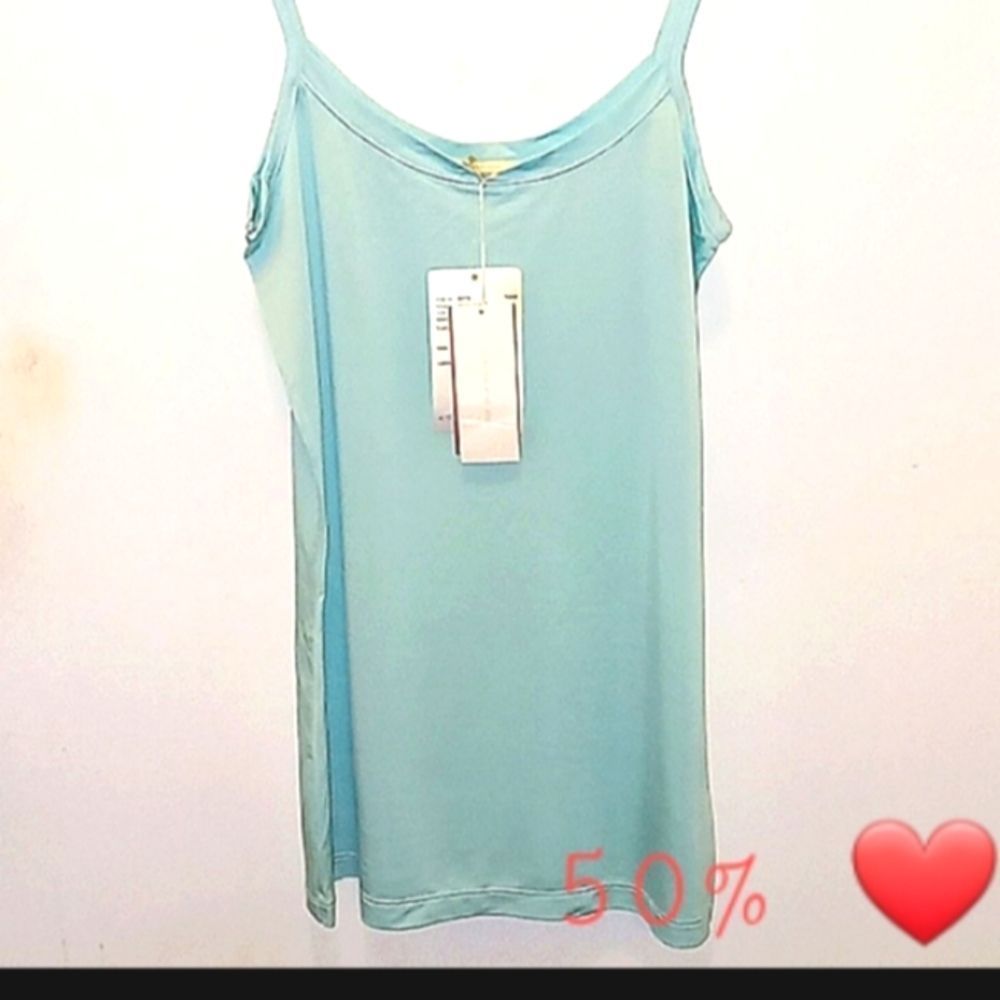 NEW HANRO SPAGUETTI SILK BLEND MINT GREEN TOP
